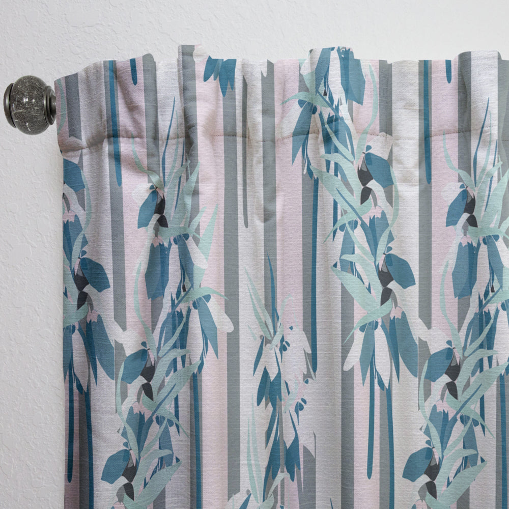Retro Handdrawn Lilies - Mid-Century Modern Curtain - 1 Panel