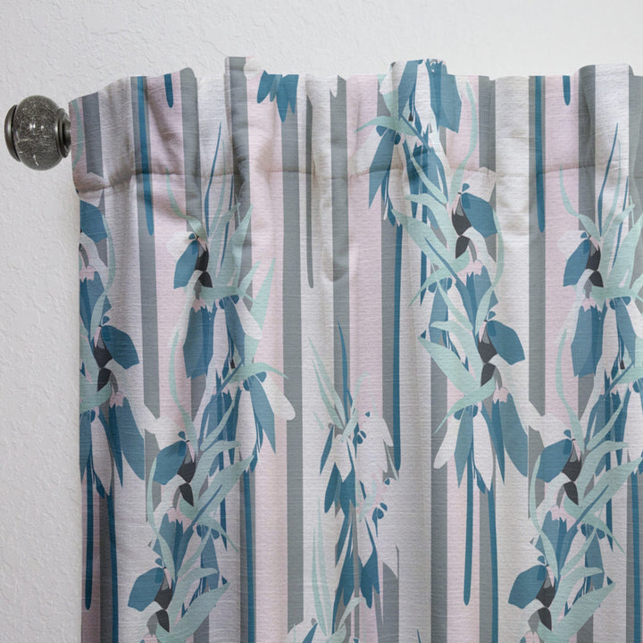 Retro Handdrawn Lilies - Mid-Century Modern Curtain - 1 Panel