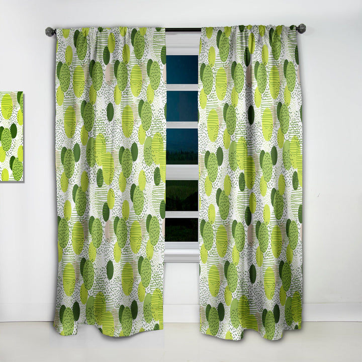 Circular Abstract Retro Geometric X - Mid-Century Modern Curtain - 1 Panel