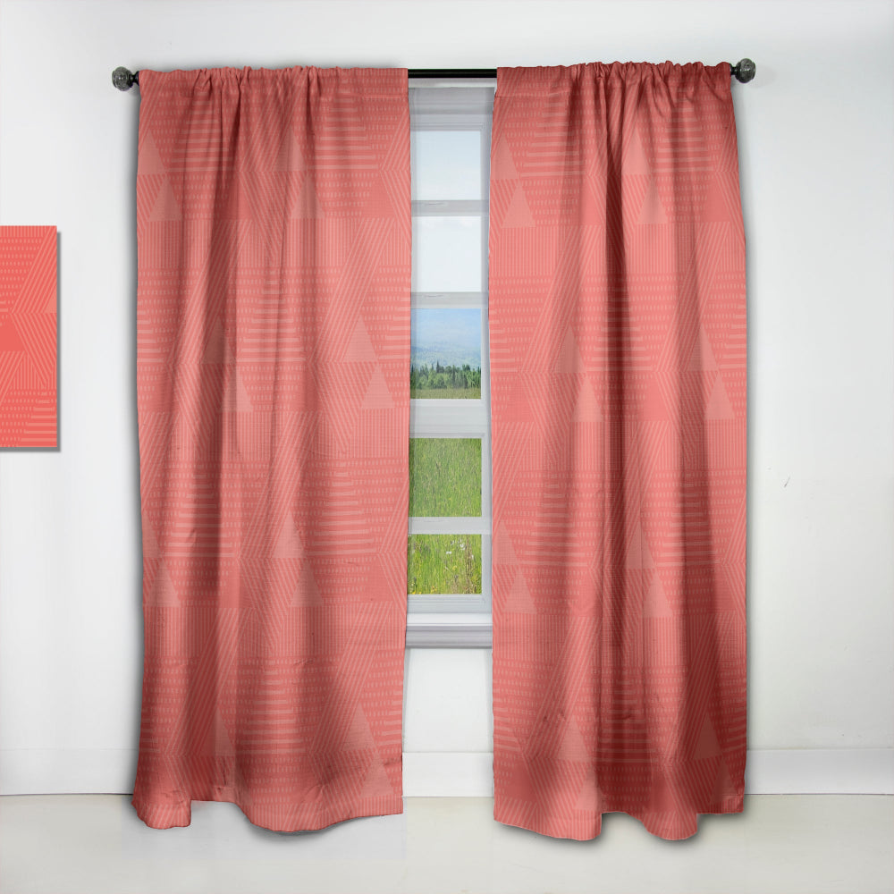 Triangual Retro Coral Pattern - Mid-Century Modern Curtain - 1 Panel