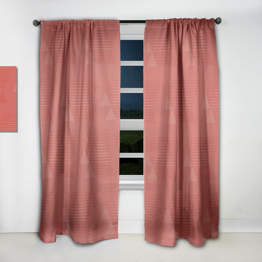 Triangual Retro Coral Pattern - Mid-Century Modern Curtain - 1 Panel