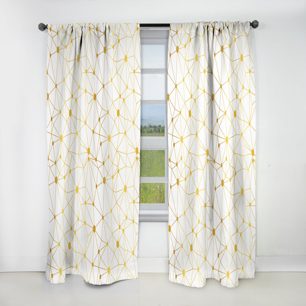 Golden Grid I - Mid-Century Modern Curtain - 1 Panel