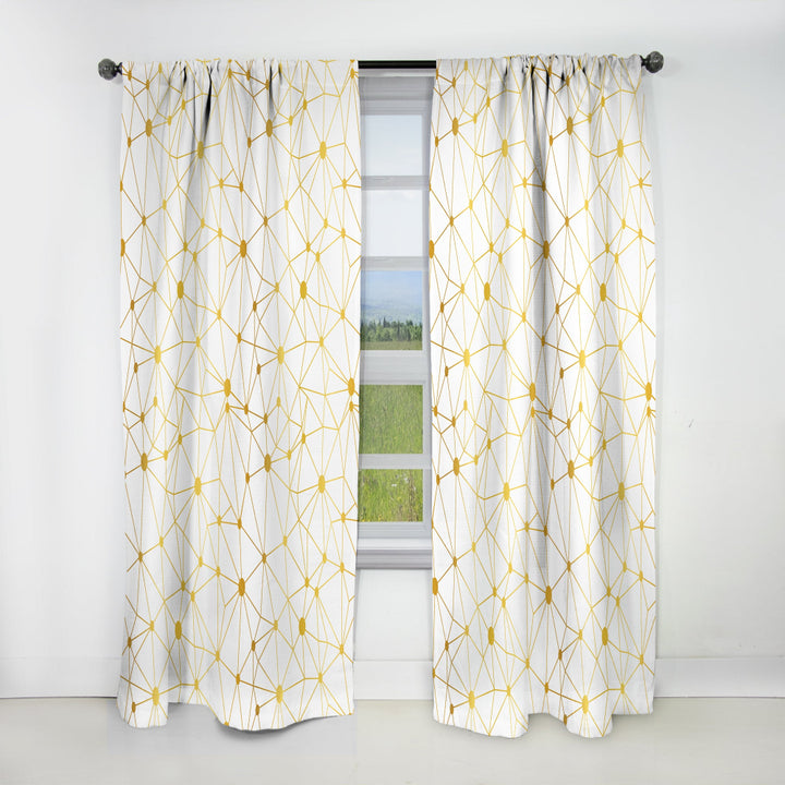 Golden Grid I - Mid-Century Modern Curtain - 1 Panel