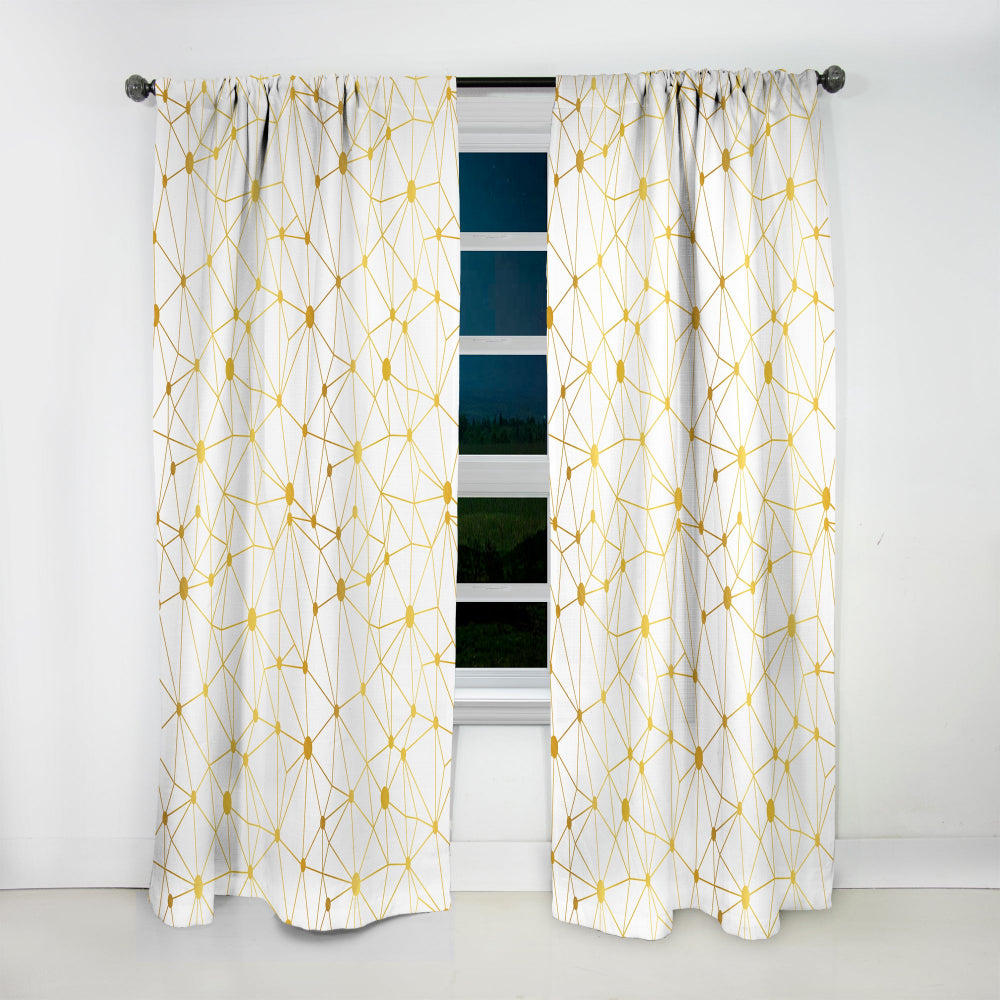 Golden Grid I - Mid-Century Modern Curtain - 1 Panel