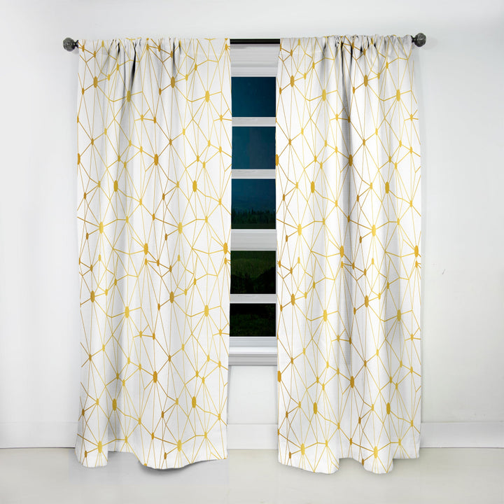 Golden Grid I - Mid-Century Modern Curtain - 1 Panel