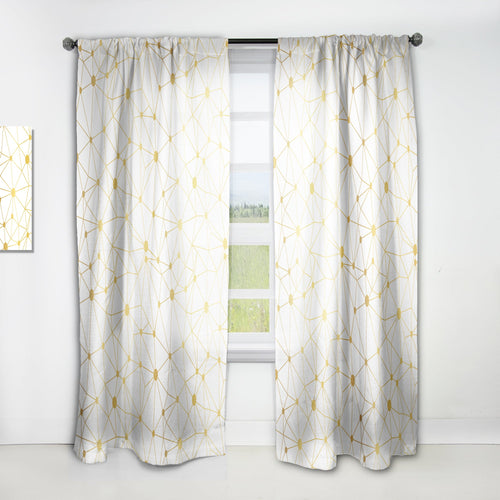 Golden Grid I - Mid-Century Modern Curtain - 1 Panel