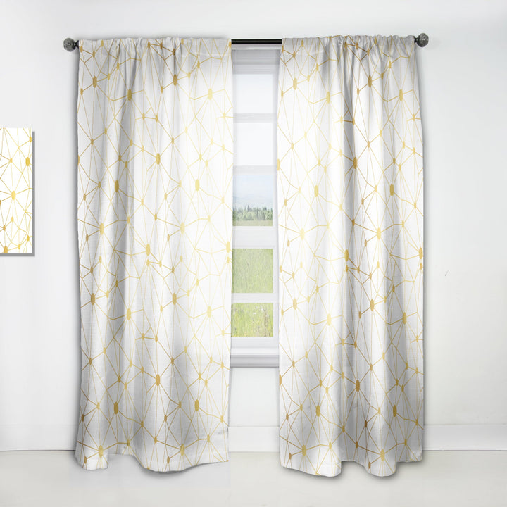 Golden Grid I - Mid-Century Modern Curtain - 1 Panel