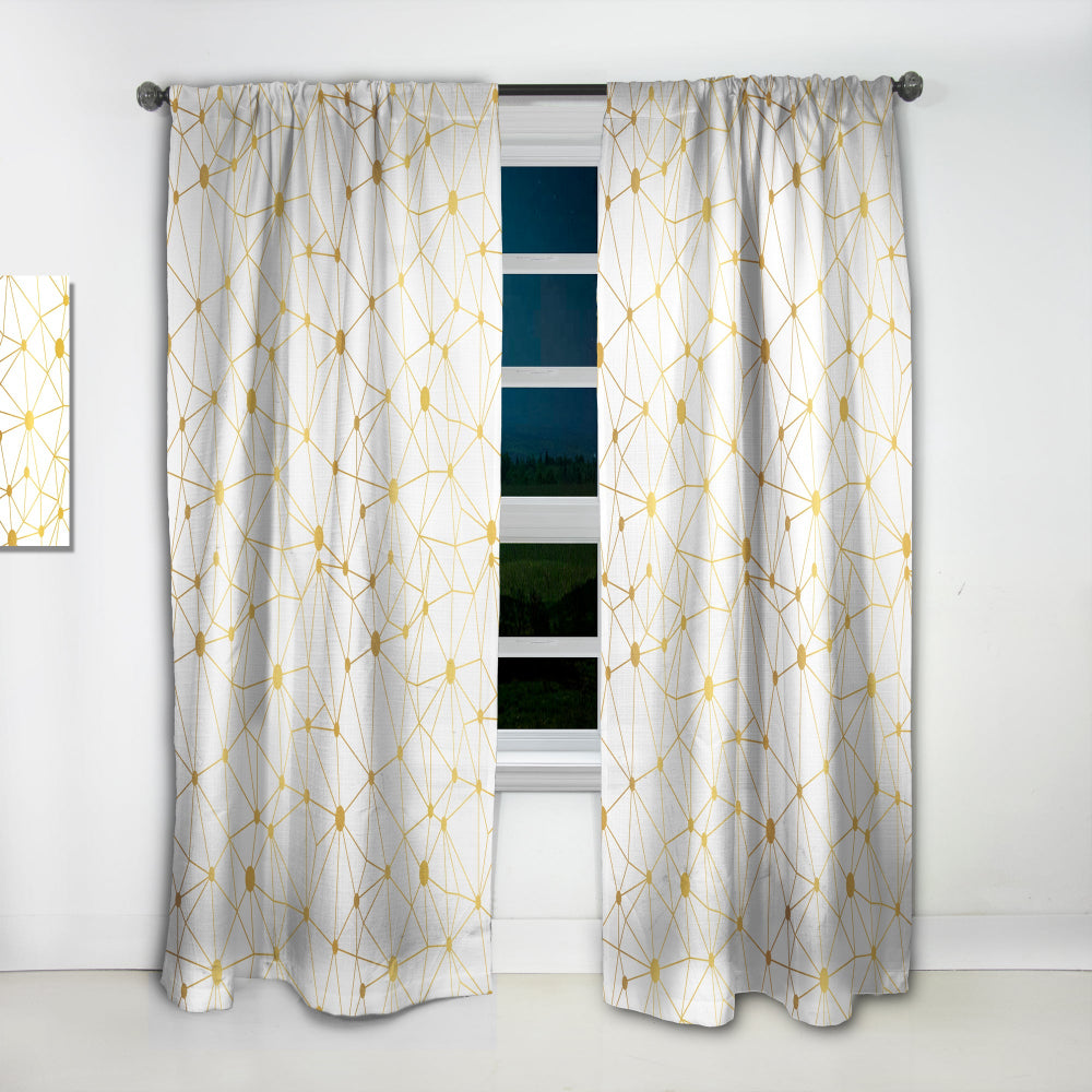 Golden Grid I - Mid-Century Modern Curtain - 1 Panel