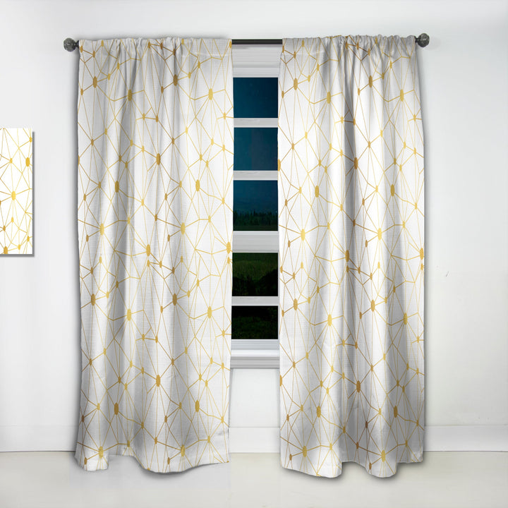 Golden Grid I - Mid-Century Modern Curtain - 1 Panel
