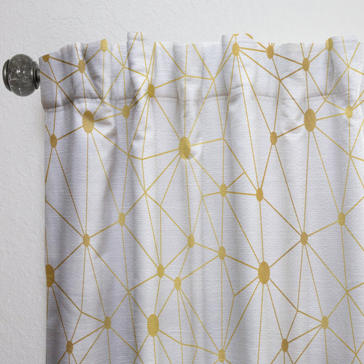 Golden Grid I - Mid-Century Modern Curtain - 1 Panel