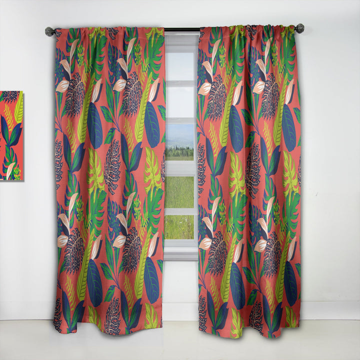 Retro Tropical Leaves I - Mid-Century Modern Curtain - 1 Panel