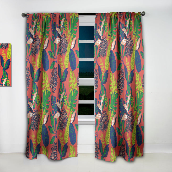Retro Tropical Leaves I - Mid-Century Modern Curtain - 1 Panel