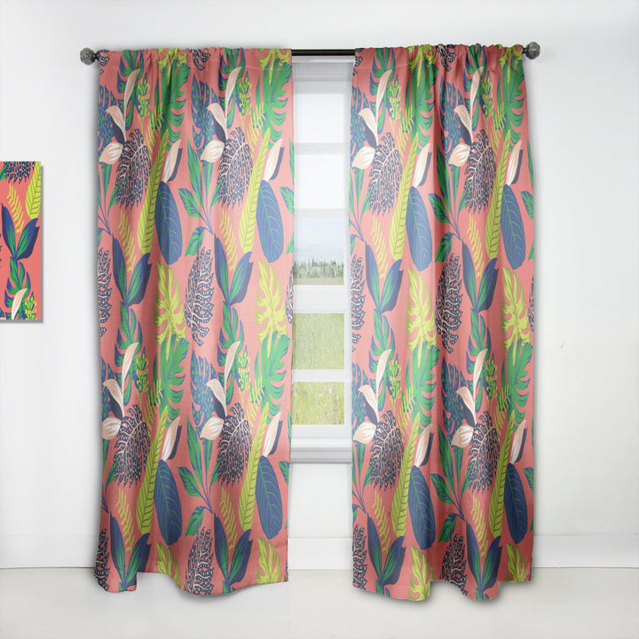 Retro Tropical Leaves I - Mid-Century Modern Curtain - 1 Panel