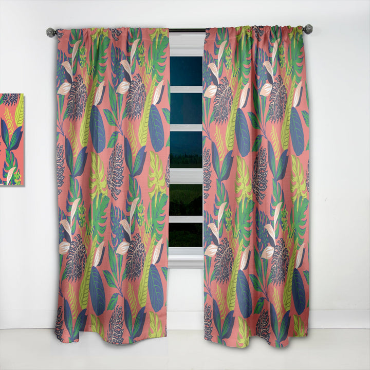 Retro Tropical Leaves I - Mid-Century Modern Curtain - 1 Panel