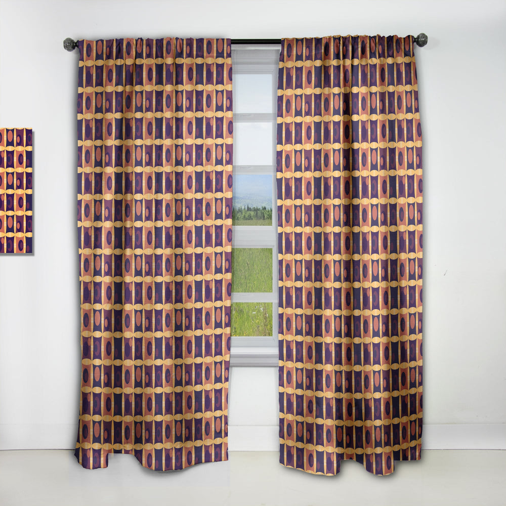 Retro Grid in Orange - Mid-Century Modern Curtain - 1 Panel