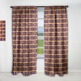 Retro Grid in Orange' Mid-Century Modern Curtain 1 Panel
