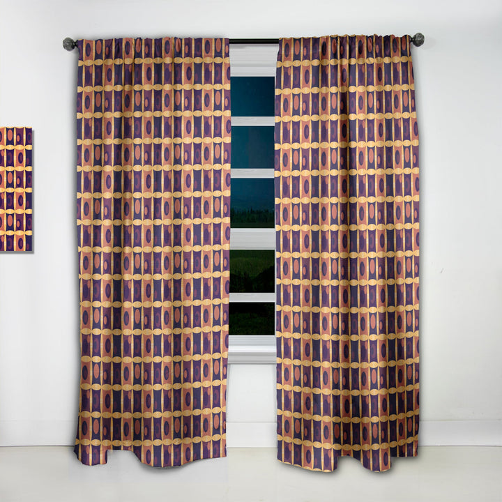 Retro Grid in Orange - Mid-Century Modern Curtain - 1 Panel