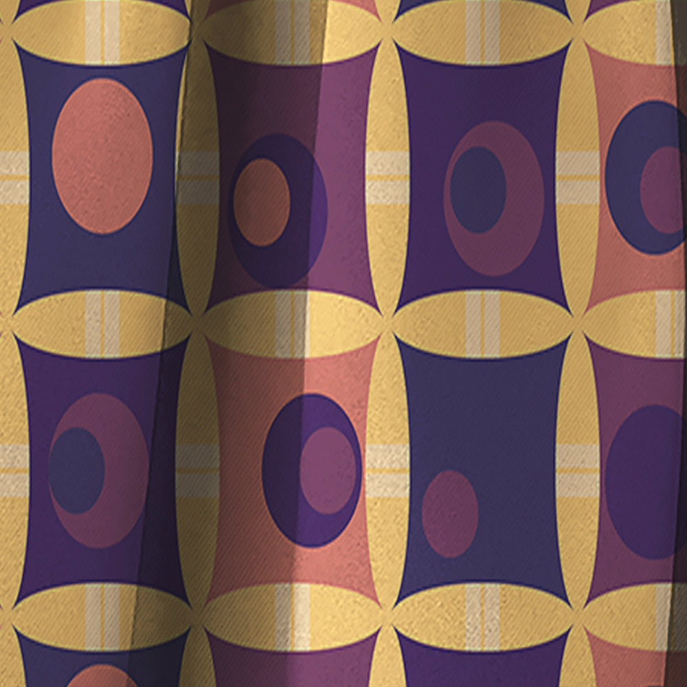 Retro Grid in Orange - Mid-Century Modern Curtain - 1 Panel