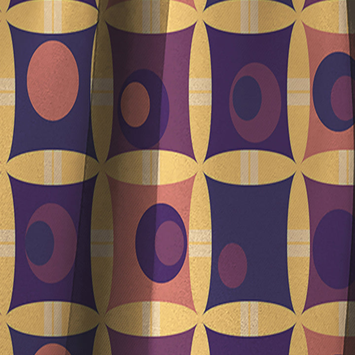 Retro Grid in Orange - Mid-Century Modern Curtain - 1 Panel