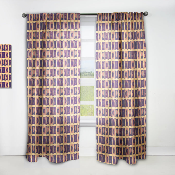 Retro Grid in Orange - Mid-Century Modern Curtain - 1 Panel