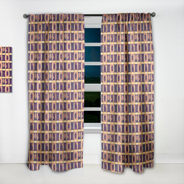Retro Grid in Orange - Mid-Century Modern Curtain - 1 Panel