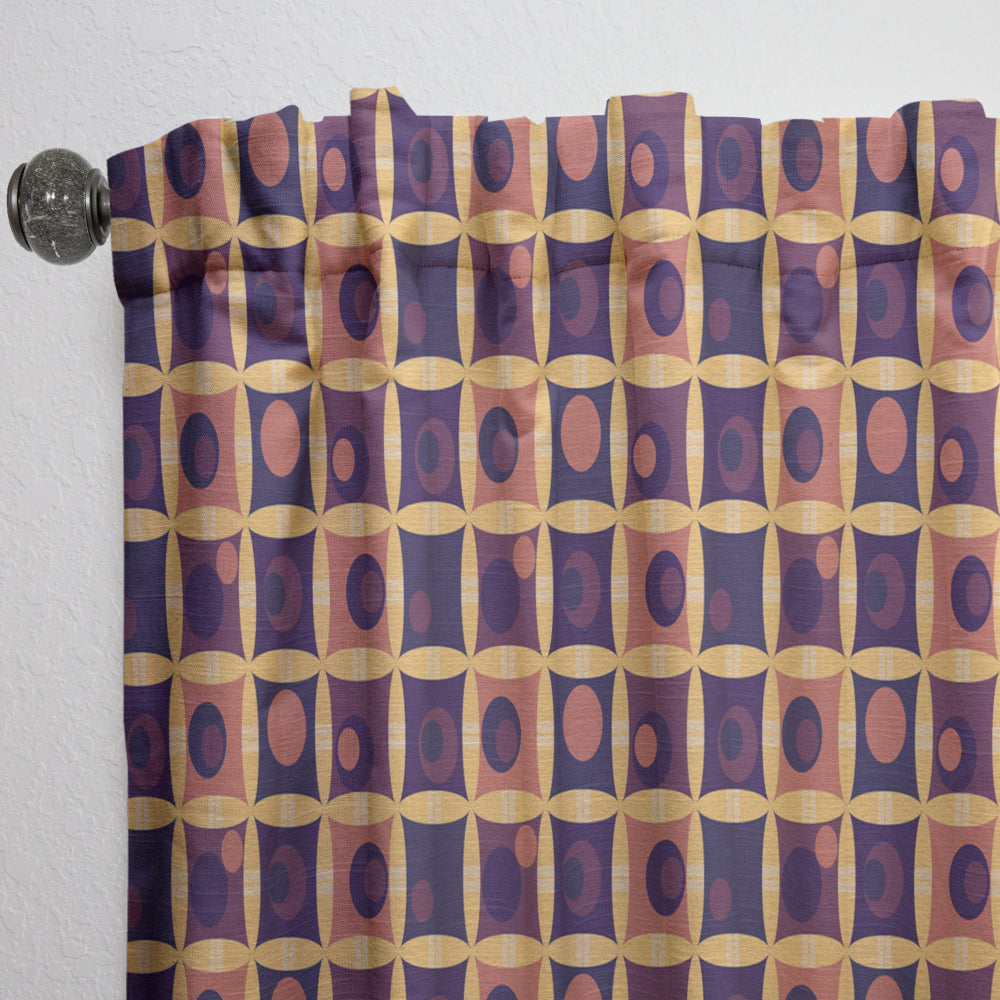 Retro Grid in Orange - Mid-Century Modern Curtain - 1 Panel