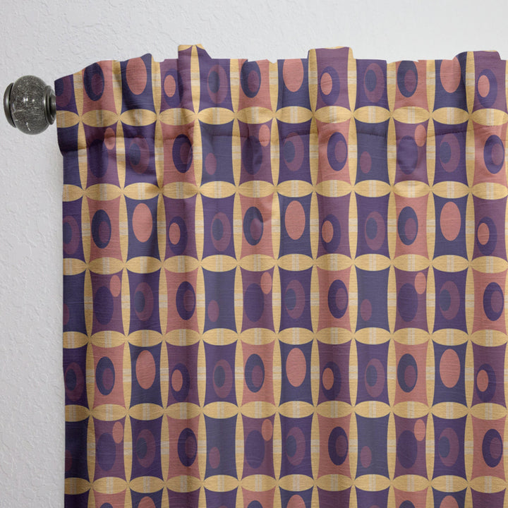 Retro Grid in Orange - Mid-Century Modern Curtain - 1 Panel