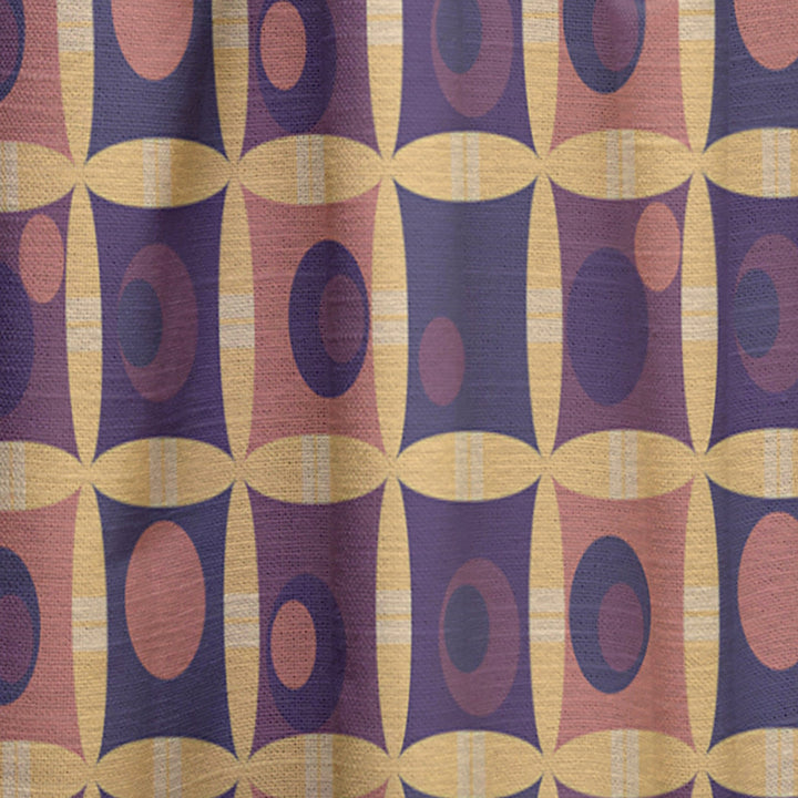 Retro Grid in Orange - Mid-Century Modern Curtain - 1 Panel
