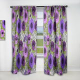 Purple Retro Fantasy Flowers - Mid-Century Modern Curtain - 1 Panel