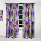 Purple Retro Fantasy Flowers - Mid-Century Modern Curtain - 1 Panel