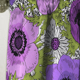 Purple Retro Fantasy Flowers - Mid-Century Modern Curtain - 1 Panel