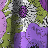 Purple Retro Fantasy Flowers - Mid-Century Modern Curtain - 1 Panel