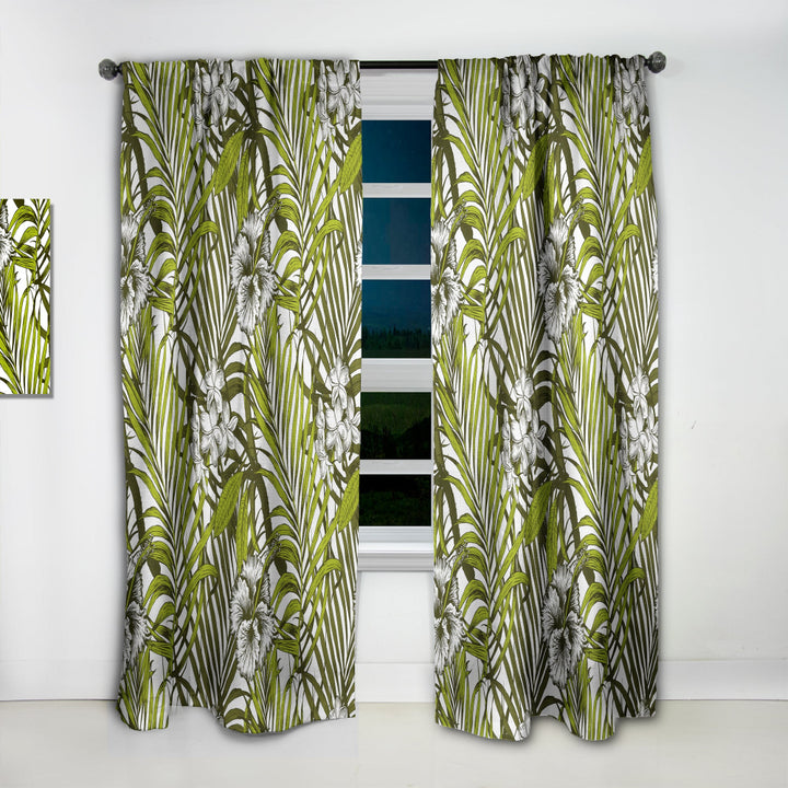 Tropical Palm Leaves I - Mid-Century Modern Curtain - 1 Panel