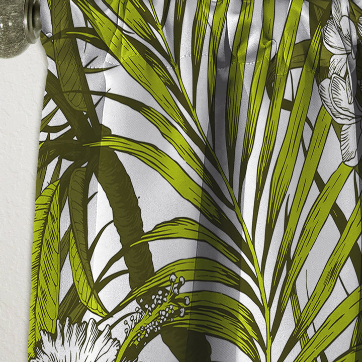 Tropical Palm Leaves I - Mid-Century Modern Curtain - 1 Panel