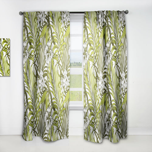 Tropical Palm Leaves I - Mid-Century Modern Curtain - 1 Panel