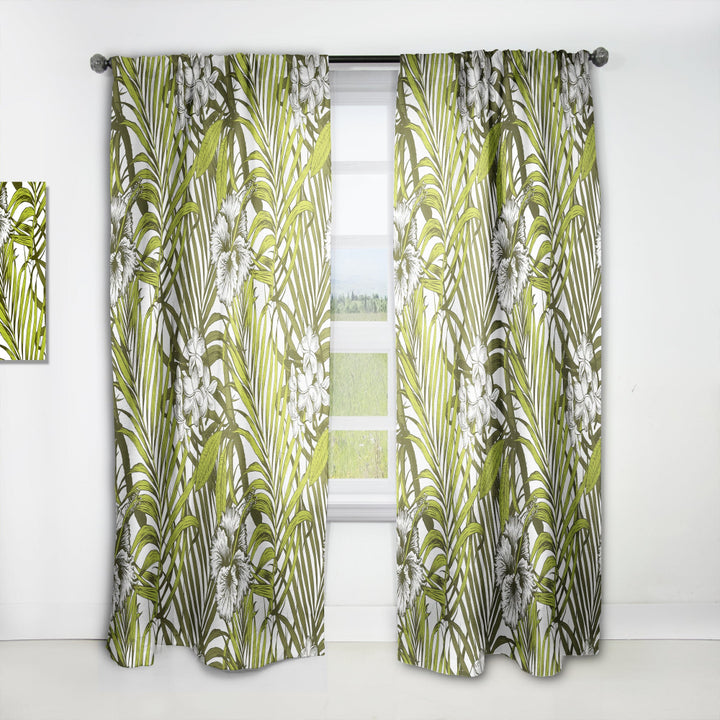 Tropical Palm Leaves I - Mid-Century Modern Curtain - 1 Panel