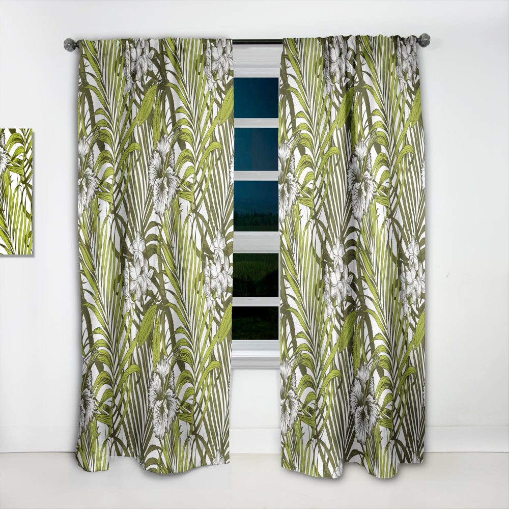 Tropical Palm Leaves I - Mid-Century Modern Curtain - 1 Panel