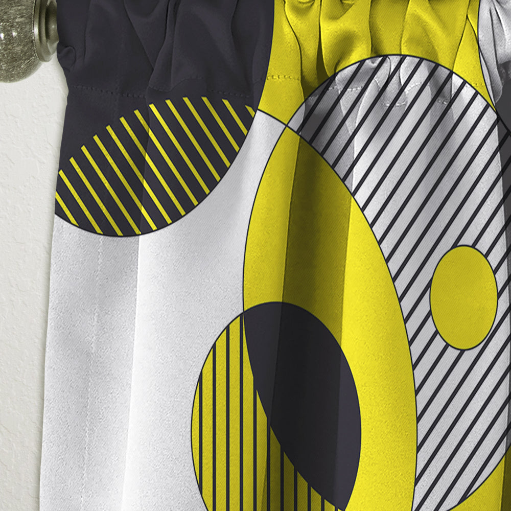 Circular Abstract Retro Geometric I - Mid-Century Modern Curtain - 1 Panel