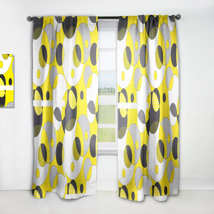 Circular Abstract Retro Geometric I - Mid-Century Modern Curtain - 1 Panel