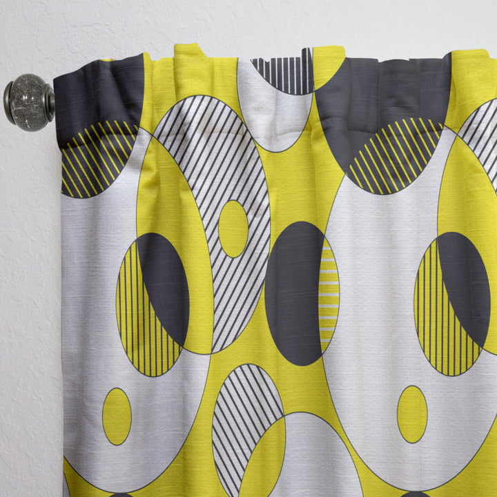 Circular Abstract Retro Geometric I - Mid-Century Modern Curtain - 1 Panel