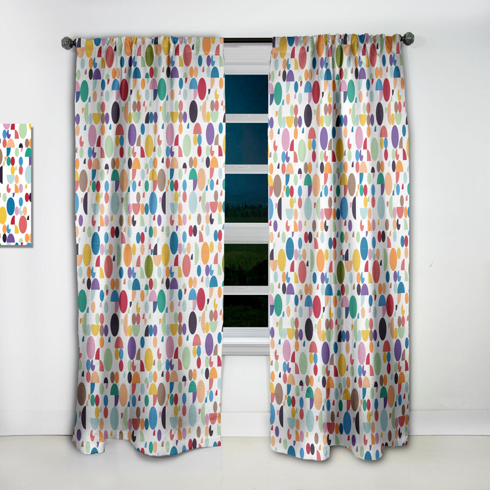 Retro Abstract Circular I - Mid-Century Modern Curtain - 1 Panel