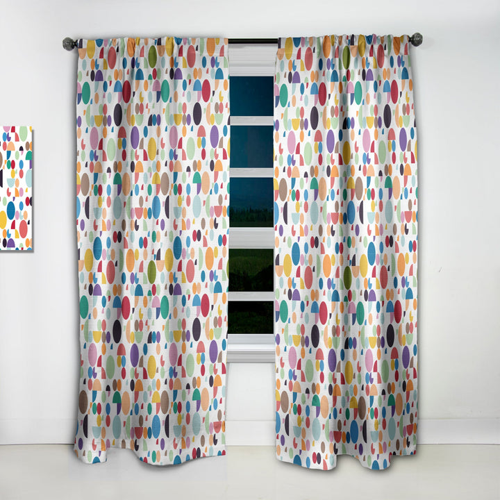 Retro Abstract Circular I - Mid-Century Modern Curtain - 1 Panel