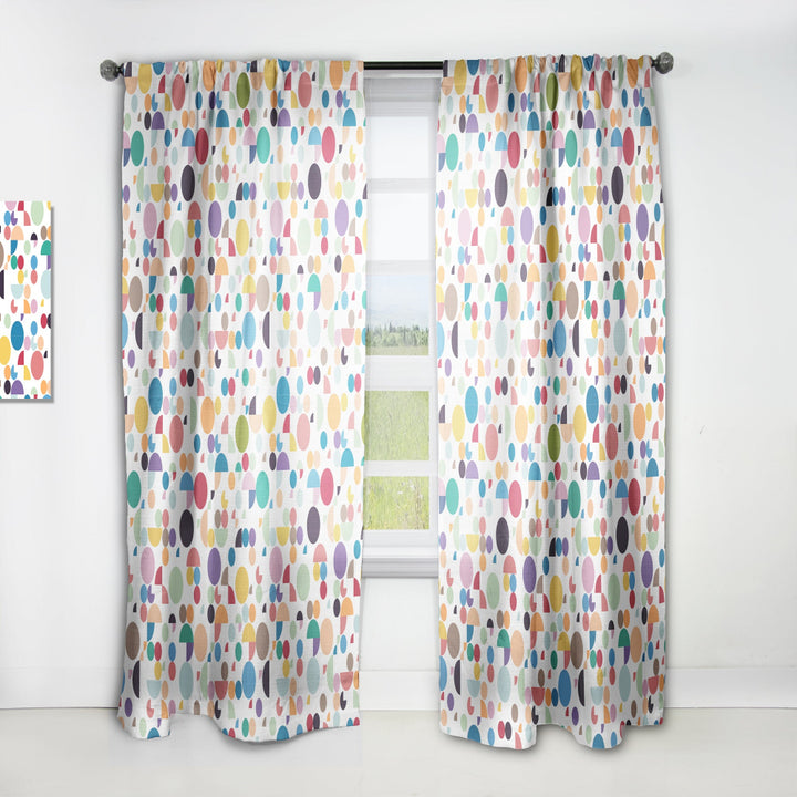 Retro Abstract Circular I - Mid-Century Modern Curtain - 1 Panel