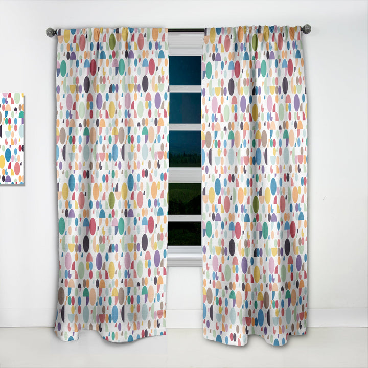 Retro Abstract Circular I - Mid-Century Modern Curtain - 1 Panel