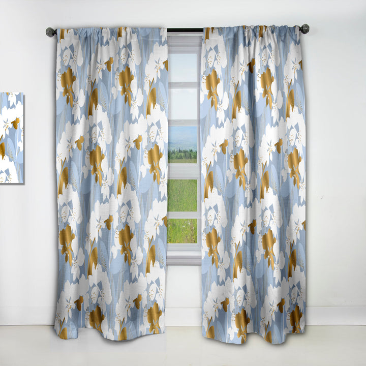 Orchid blossom color pattern - Mid-Century Modern Curtain - 1 Panel