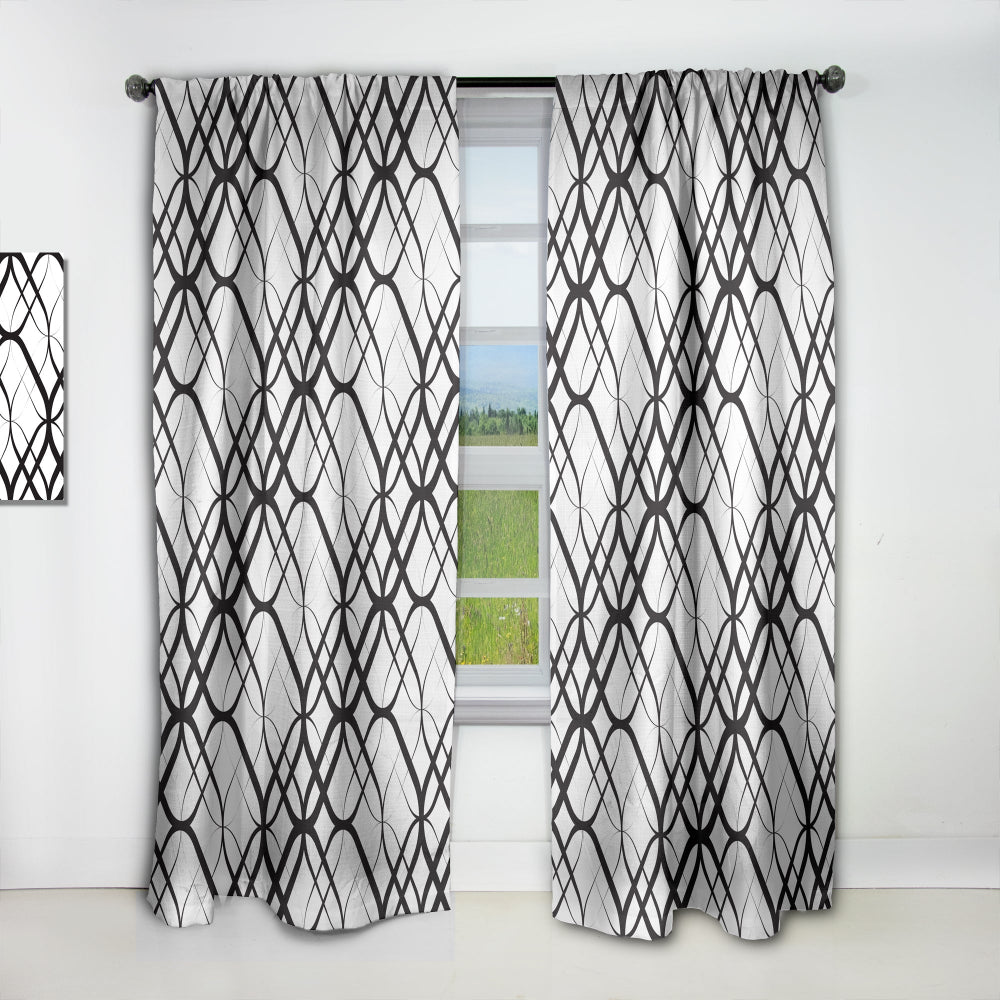 Monochrome Geometric Pattern III - Mid-Century Modern Curtain - 1 Panel