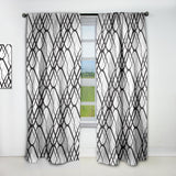 Monochrome Geometric Pattern III - Mid-Century Modern Curtain - 1 Panel