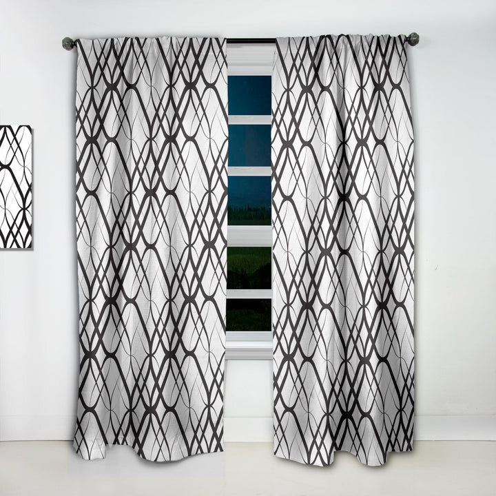 Monochrome Geometric Pattern III - Mid-Century Modern Curtain - 1 Panel