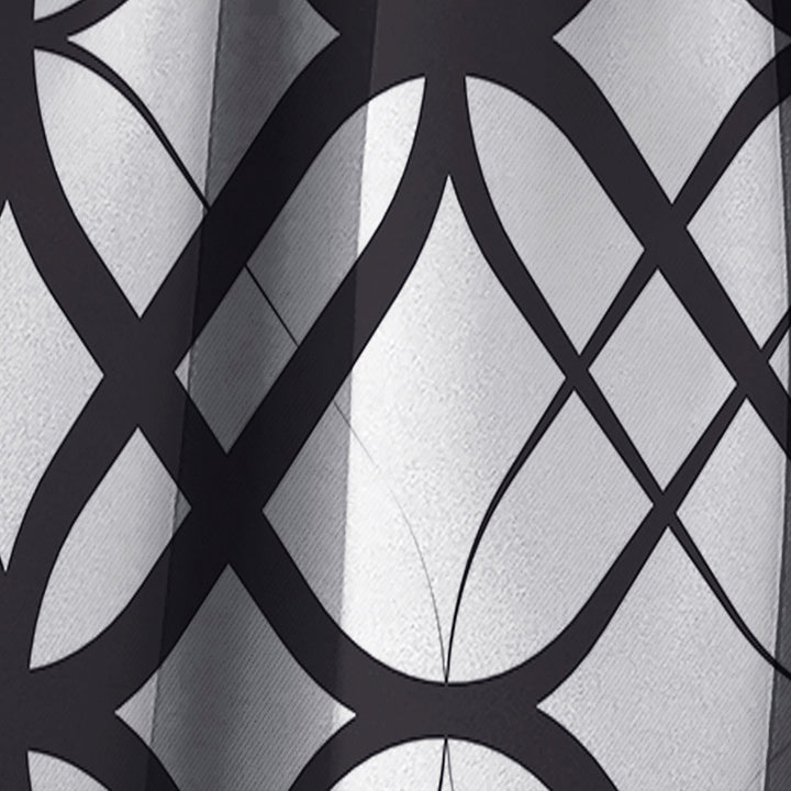 Monochrome Geometric Pattern III - Mid-Century Modern Curtain - 1 Panel