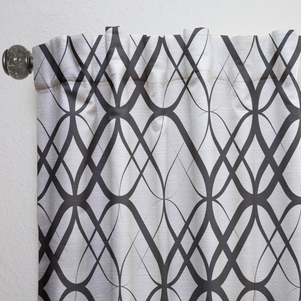 Monochrome Geometric Pattern III - Mid-Century Modern Curtain - 1 Panel